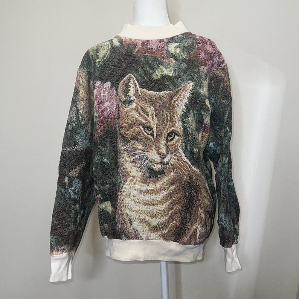 Vintage Woven Cat Sweater